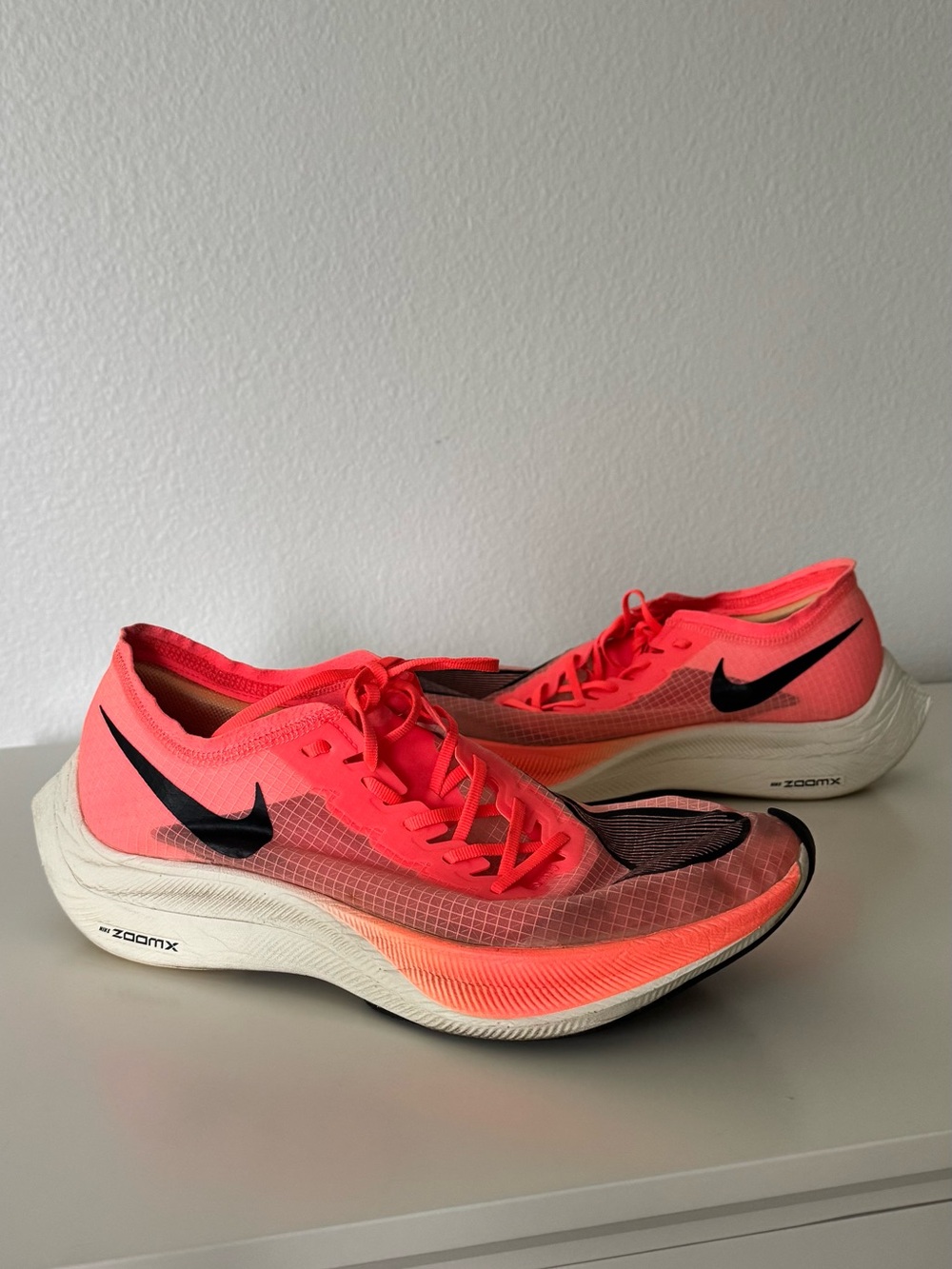 Nike Men’s ZoomX Vaporfly Running Shoes with Black Swoosh, Bright Mango, 11